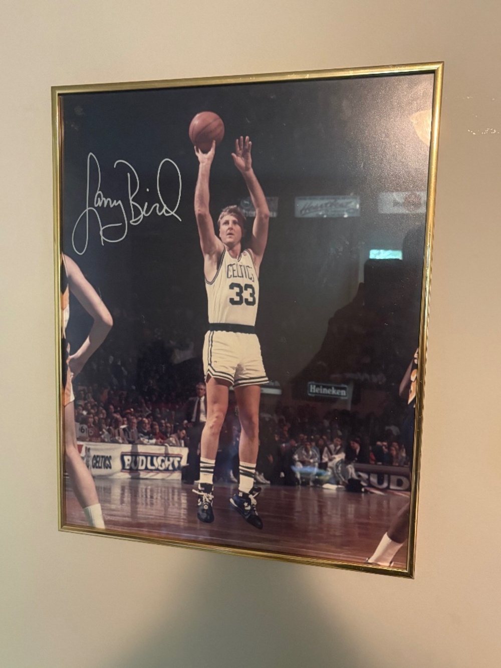Authenticated Larry Bird Autographed Framed Poster